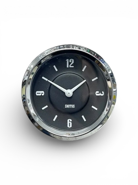 Smiths Cobra Clock Analogue Clock 60mm black dial floodlit illumination full v chrome bezel